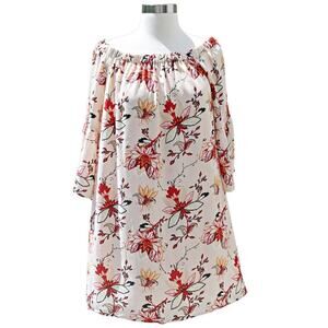 Carolina Belle Montreal Boho Floral Tunic Off The Shoulder Mini Dress Size 4